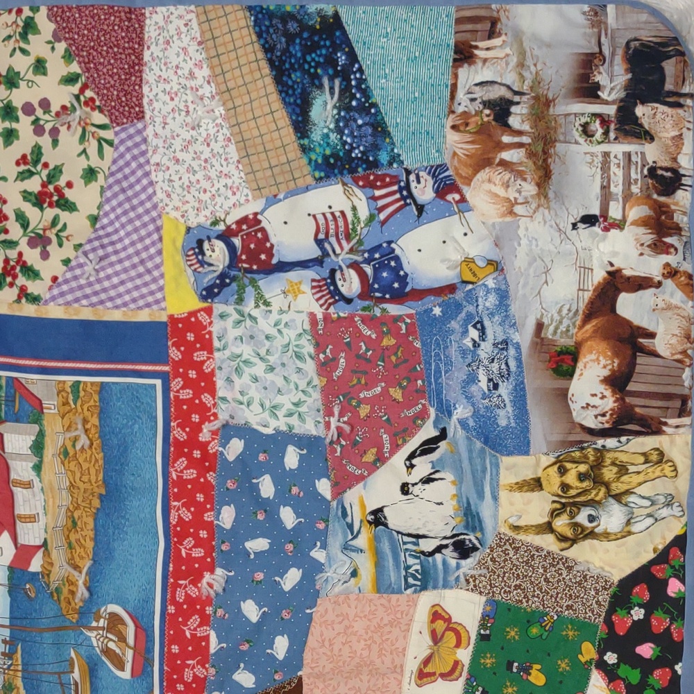 Handmade Crazy Quilt Blanket 42"X 33" - Picture 5 of 8